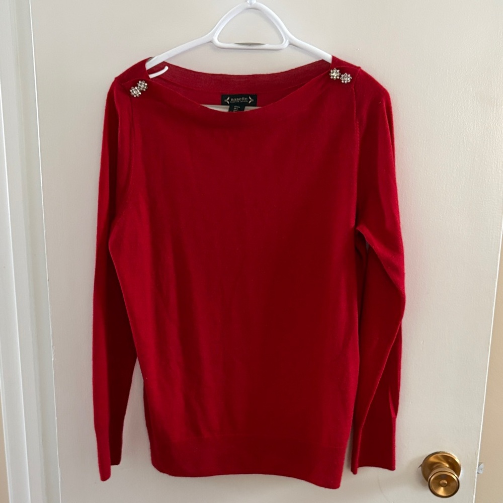 Nanette Lepore soft wool sweater with crystal embellishments size large